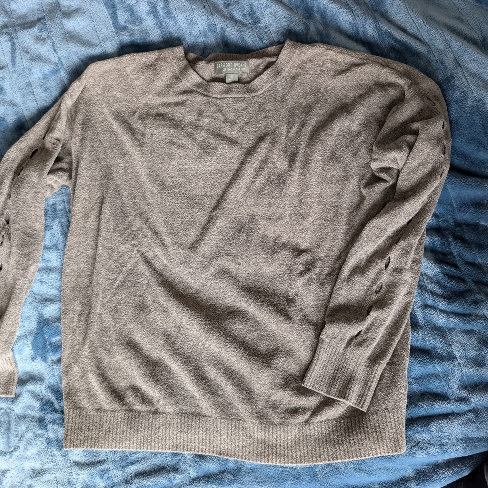 Barefoot Dreams Cozy Chic Ultra Light Sweater Size Small Olive Greenish Grayish